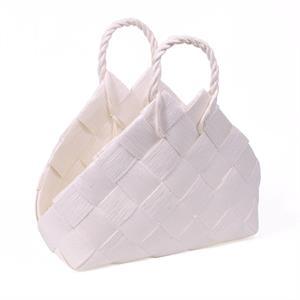 CESTO IN FIBRA DI CELLULOSA BIANCO CON MANICO CM 32X17H7/25/30 