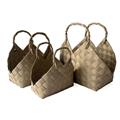 CESTO IN FIBRA DI CELLULOSA NATURALE CON MANICO CM 45X26H31/42 SET 3 PEZZI