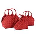 CESTO IN FIBRA DI CELLULOSA ROSSO CON MANICO CM 45X26H31/42 SET 3 PEZZI