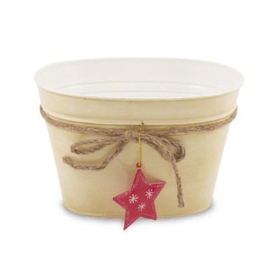 VASCHETTA LATTA OV. CREMA STELLA ROSSA CM.23X17H15