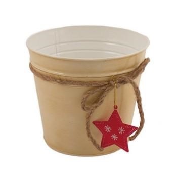 PORTA VASO LATTA CREMA STELLA ROSSA D.18H16