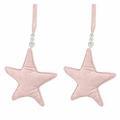 DECORAZIONE FERMA TENDA STELLA ROSA VELLUTO SET DUE PEZZI CM.13X3H13/55