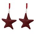 DECORAZIONE FERMA TENDA STELLA BORDEAUX VELLUTO SET DUE PEZZI CM.13X3H13/55