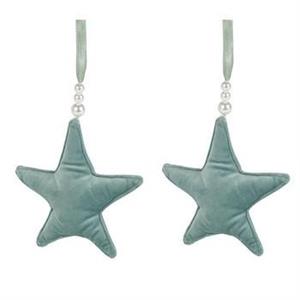 DECORAZIONE FERMA TENDA STELLA VERDE VELLUTO SET DUE PEZZI CM.13X3H13/55