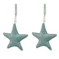 DECORAZIONE FERMA TENDA STELLA VERDE VELLUTO SET DUE PEZZI CM.13X3H13/55