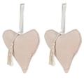 DECORAZIONE CUORE BEIGE VELLUTO SET DUE PEZZI CM.12X3H13/24