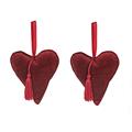 DECORAZIONE CUORE BORDEAUX VELLUTO SET DUE PEZZI CM.12X3H13/24