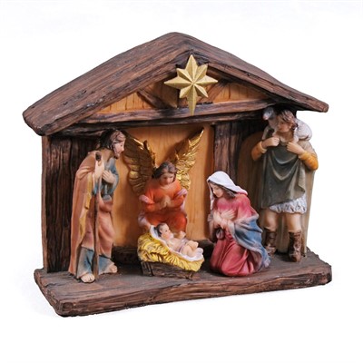 PRESEPE NATIVITA' RESINA C/LED CM.18X6H16