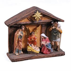 PRESEPE NATIVITA' RESINA C/LED CM.18X6H16