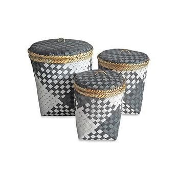 CONTENITORE BAMBOO BIA E NERO