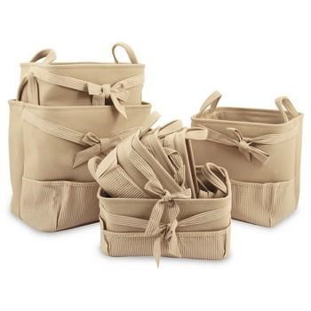 CONTENITORE RETT TESSUTO BEIGE RIGHE