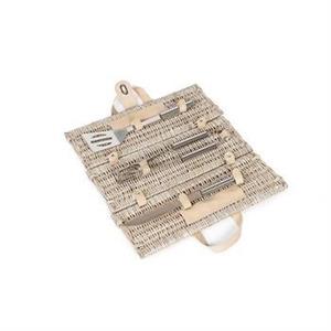 CONTENITORE VIMINI PIEGHEVOLE CON 3 ATTREZZI PER BARBECUE