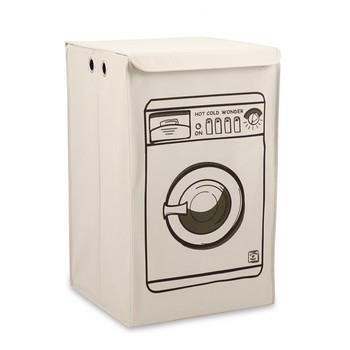 PORTA BIANCHERIA TESSUTO STAMPATO LAVATRICE cm 39x40x64h 