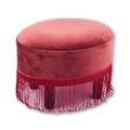 POUF OVALE BORDEAUX CON FRANGE 41X31H30.5
