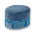 POUF OVALE BLU CON FRANGE CM 41X31X30,5H