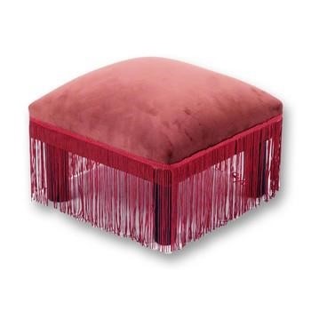 POUF QUADRO BORDEAUX CON FRANGE cm 30x30x20h