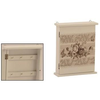 PORTA CHIAVI LEGNO BIA TESSUTO FIORI