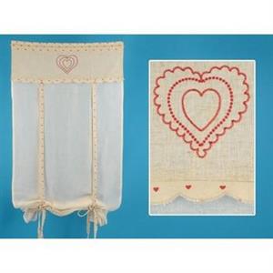 TENDA BEIGE CUORI ROSSI 60X220