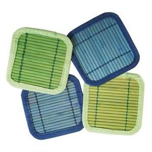 SOTTOBICCHIERE BAMBOO QUADR.2BLU/2VERD.CM.11X11X2