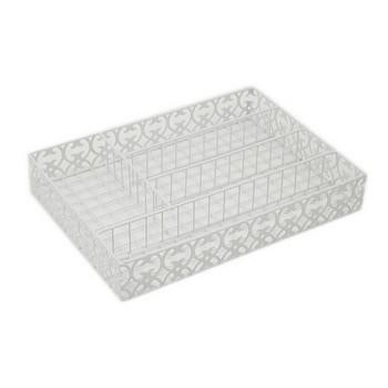 PORTA POSATE RETT. FERRO BIANCO FIORI CM.27.5x37.5H6