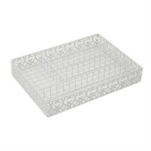 PORTA POSATE RETT. FERRO BIANCO FIORI CM.27.5x37.5H6