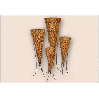 P.VASO RATTAN FERRO COL.RAME BRUCIATO