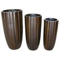 VASO SET 3 PEZZI VETRORESINA MARRONE ONDULATO TONDO DIAM.50H102 