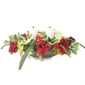 COMPOSIZIONE VASO&FIORI ROSSI H23