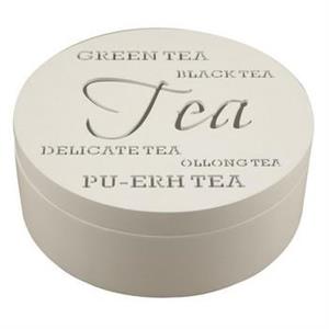 SCATOLA TEA TONDA LEGNO BIANCO