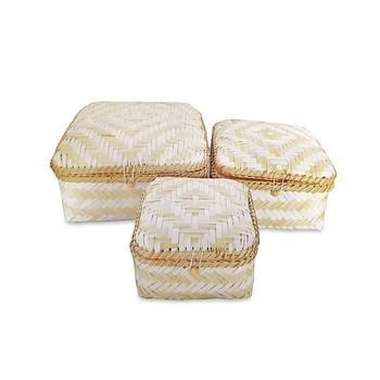 SCATOLA BAMBOO CM.33X33H15/26X26H14/23X23H13