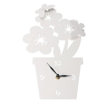 OROLOGIO A MURO VASO FIORI BIANCHI