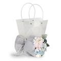 COMPOSIZIONE FLOREALE AZZURRA CON BORSA
