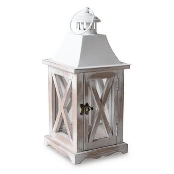 LANTERNA LEGNO WHITE WASH CM.16X16H35