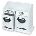PORTA POSATE LEGNO BIANCO VINTAGE CM.21X10H17,5