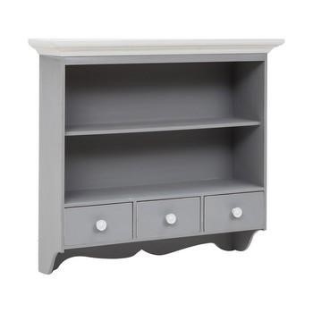 MOBILETTO PENSILE 2 RIPIANI 3 CASSETTI GRIGIO TOP BIANCO cm 70x22x65h