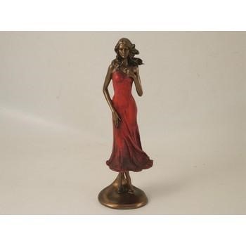STATUETTA DONNA BRONZO VEST ROSSO H31