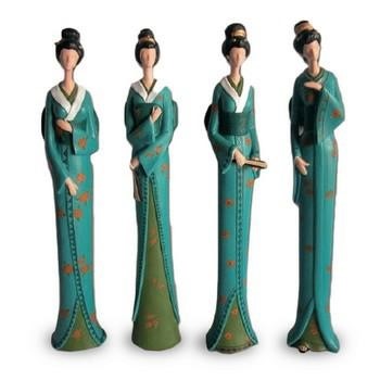 STATUETTA GHEISHA AZZURRA 4 POSE S/4