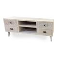 MOBILE BASSO PORTA TV NATURALE 4 CASSETTI DECORATO cm 118x38x47h