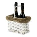 PORTA BOTTIGLIE 2 POSTI BORDO FINTA PELLICCIA cm 25x13x17h