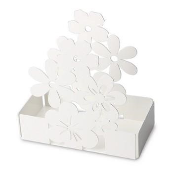 PORTA BICCHIERI FIORI BIANCHI CM.16X8H16