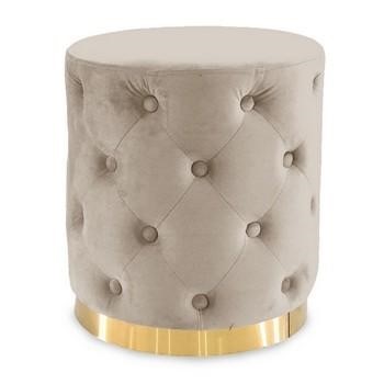 POUF TONDO VELLUTO BEIGE DIAM.40H42