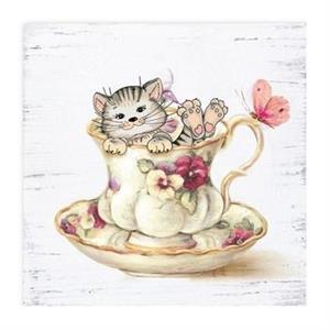 QUADRETTO TAZZA GATTO CM.20,5X3H20,5