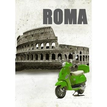 QUADRO LUCIDO ROMA COLOSS VESPA VERDE CM.50X70