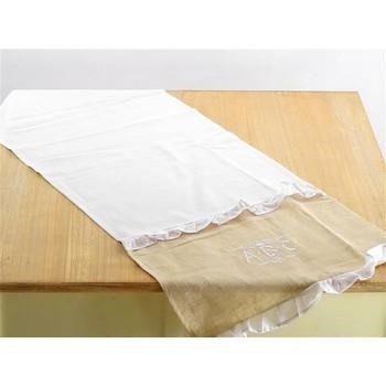 TABLE RUNNER NAT. BORDO BIANCO