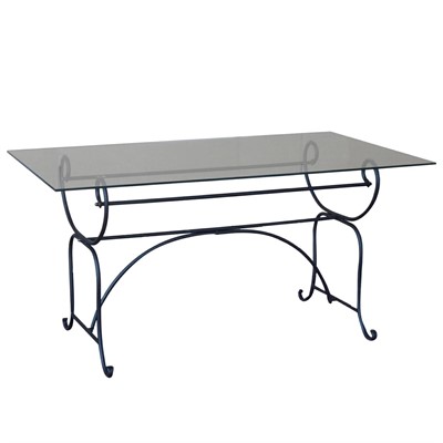 TAVOLO ACCIAIO RETTANGOLARE P.VETRO CM.140X80H71