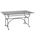 TAVOLO ACCIAIO RETTANGOLARE P.VETRO CM.140X80H71