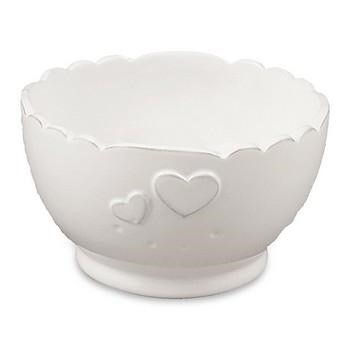 TAZZA/SCODELLA CERAM.BIANCA CUORICINI DIAM.13,5H7,5