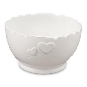 TAZZA/SCODELLA CERAM.BIANCA CUORICINI DIAM.13,5H7,5