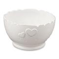 TAZZA/SCODELLA CERAM.BIANCA CUORICINI DIAM.13,5H7,5