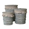 Portabiancheria ovale in vimini grigio 49X34H56 in set di 3